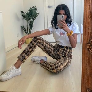 Burberry style high plaid flannel pants